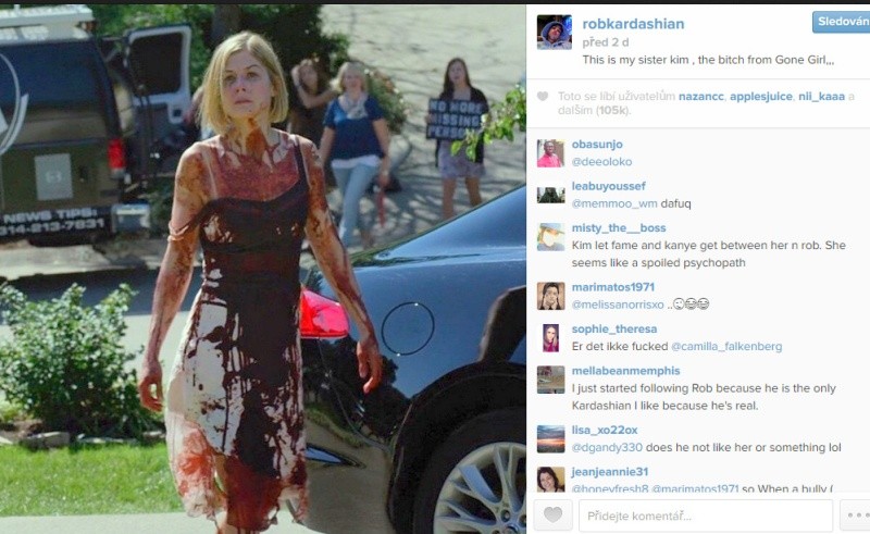 Túto správu zverejnil Rob na Instagrame
